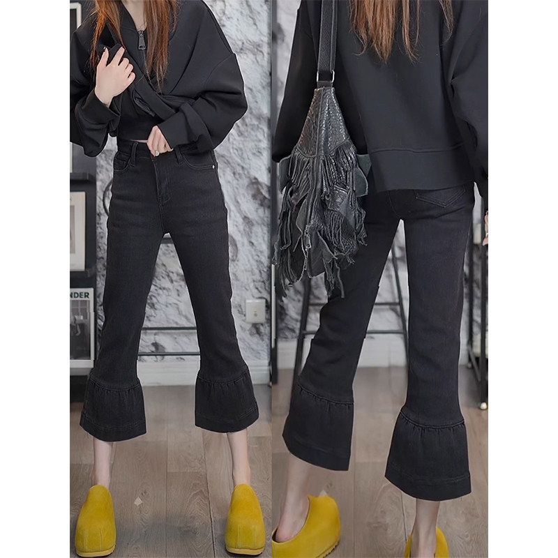 Spring Hot-Selling Cropped Flared Jeans 2026 New Style, Slimming High-Waisted Versatile Pants for Petite Figures