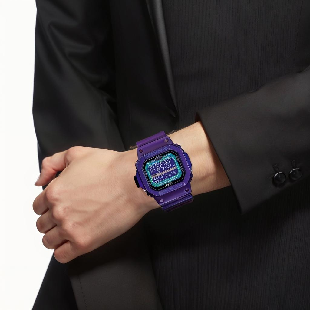 Casio G SHOCK Кварцевые Часы с Ремешком из Смолы Мужские Часы Фиолетовый Циферблат GLS-5600KL-6