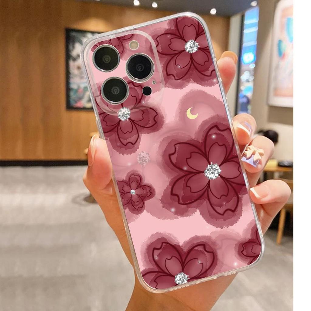 Прозрачный чехол с рисунком «Цветок красной фасоли» против падений для серии iPhone 14/15/16/17 Pro Max