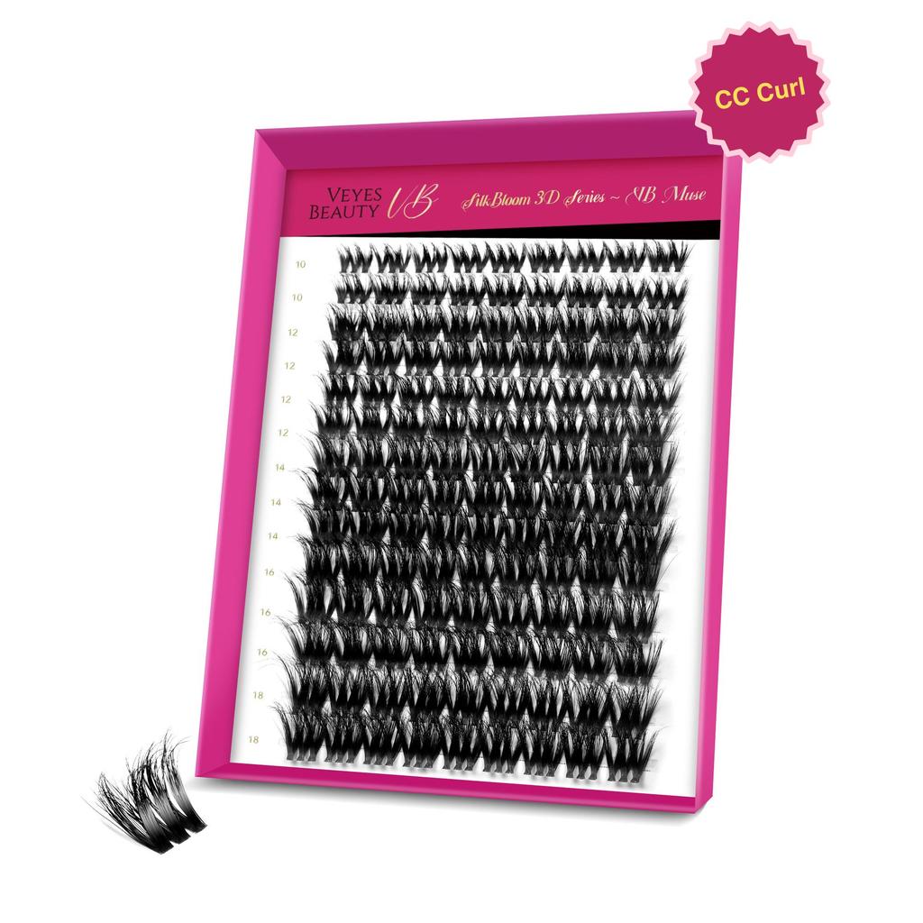 veyesbeauty Muse Cluster Lashes Пушистые индивидуальные ресницы для наращивания, объем 3D, 126 пучков, 10-18 мм