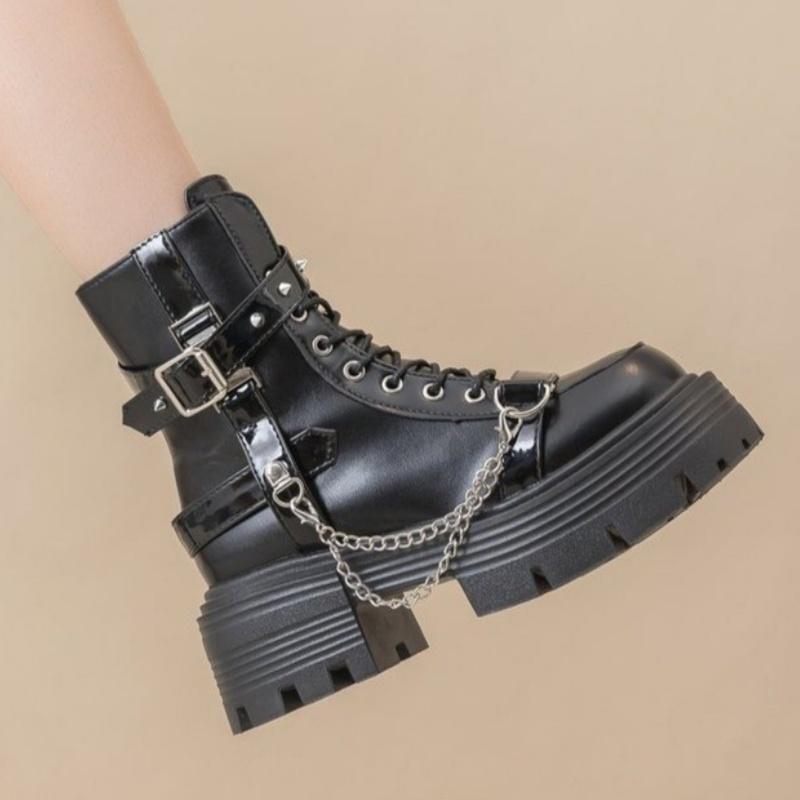 2025 Тренд Женские Ботильоны на Платформе Плоские Ботинки Для Зимы Повседневная Кожаная Обувь Новые Кроссовки Роскошные Ботинки-Гладиаторы Мотоциклетные Ботинки Женские