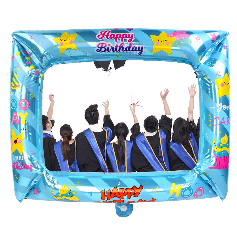1 шт., фольгированные шары с днем ​​рождения, реквизит для фотосессии, украшения для выпускной вечеринки, воздушный шар, фоторамка, фотобудка на день рождения