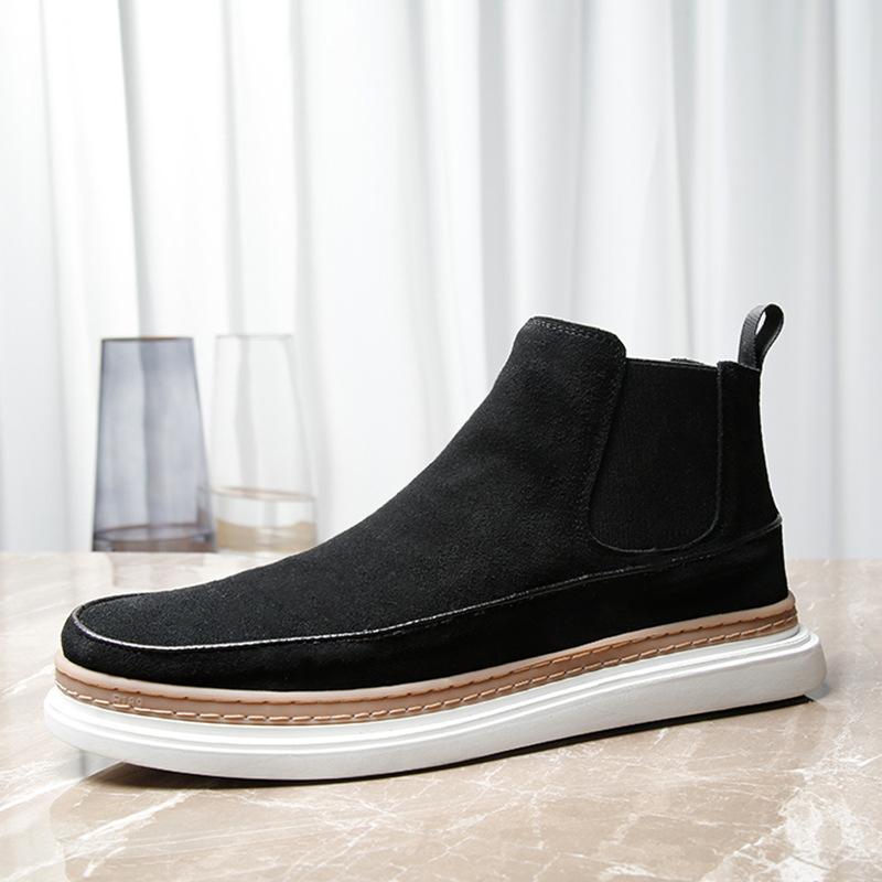 2025 прямая поставка зимние новые бархатные ботинки челси мужские кожаные короткие ботинки британские матовые ботинки мартин