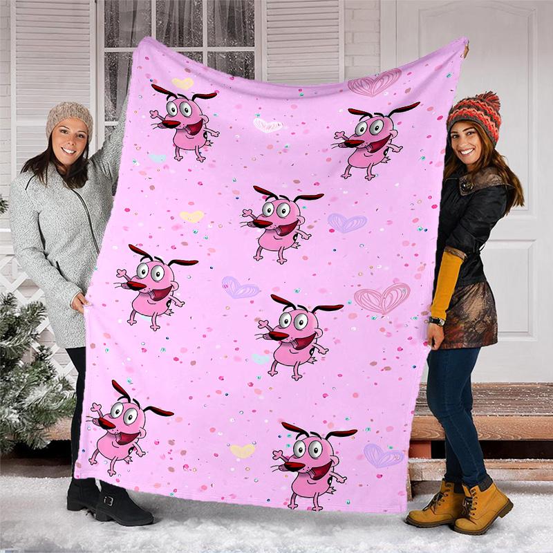Courage the Cowardly Dog printed throw blanket—lightweight,soft,warm;versatile blanket for all seasons—perfect as &air-conditioning throw,nap blanket