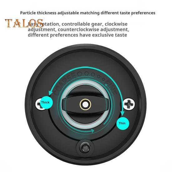 Electric Electric Salt And Pepper Grinder Rechargeable USB One-Touch Automatic Grinding Tools Adjustable Thickness LED Light Herb Crusher for