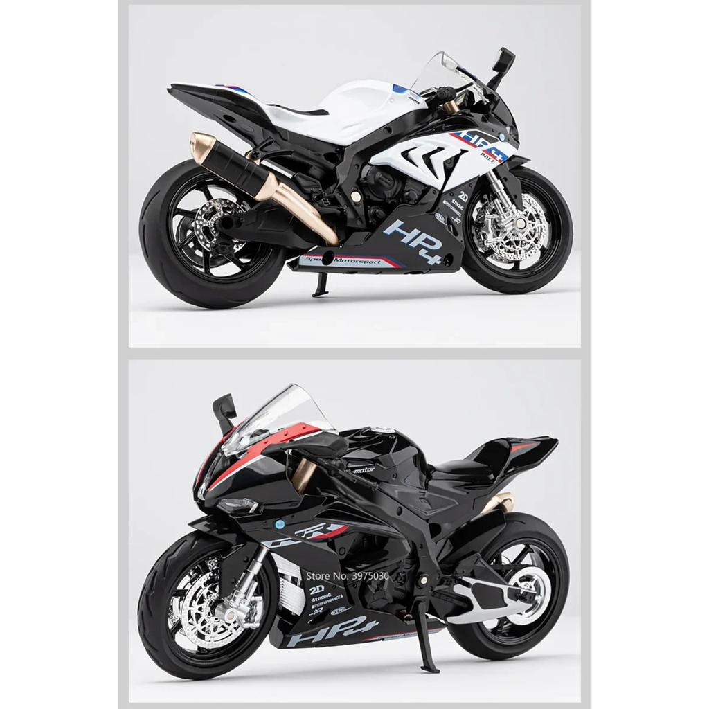 Модель мотоцикла BMW HP4 в масштабе 1/12, игрушка, литой под давлением сплав, свет, музыка, амортизация, мотор, миниатюрные модели, подарки на день рождения для детей