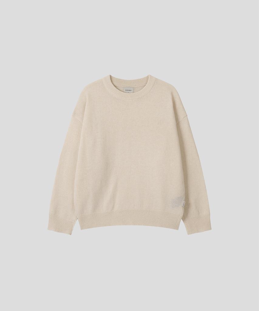 BLACK MOMENT Nature Lambswool Crew Knit [Ivory]