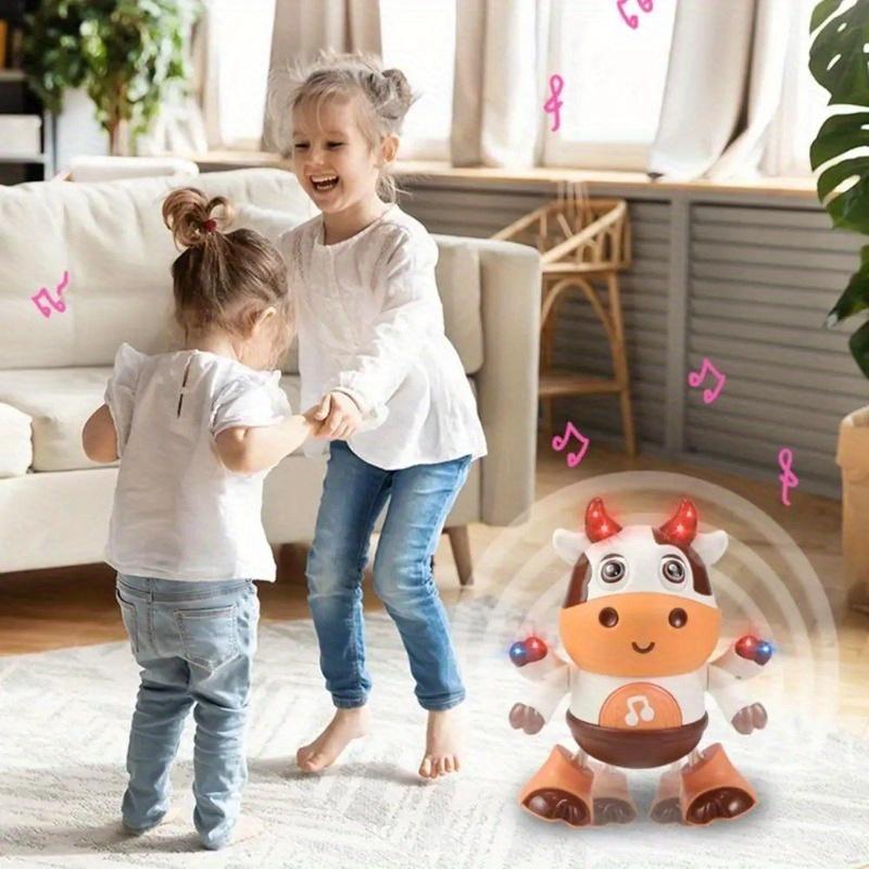 Интерактивная детская электронная музыкальная игрушка со светодиодной подсветкой, дизайн коровы, развивающая обучающая игрушка для малышей, на день рождения, батарейки в комплект не входят)