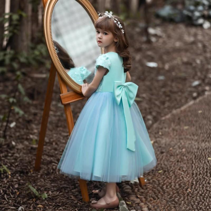 Girls Princess Dress Long Tulle Gown Kids Formal Party Wear Size 110-160cm