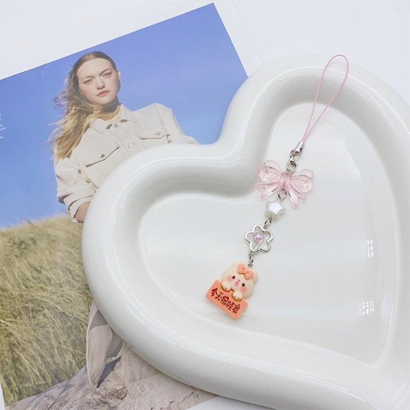 Брелок на шею для телефона с бусинами, ремешок на запястье, бант, сердце, цепочка для телефона, DIY, ручная работа, брелоки-бантики, аксессуар для телефона, рюкзака, камеры