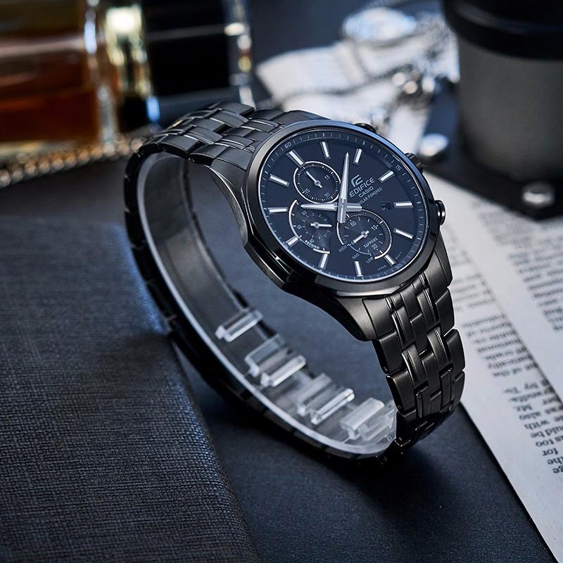 Casio Edifice Series Three Dial Six Needle Artificial Sapphire Mirror Fashion Classic Waterproof Solar Quartz Movement Watch EFB-670SBC-1AVUPR