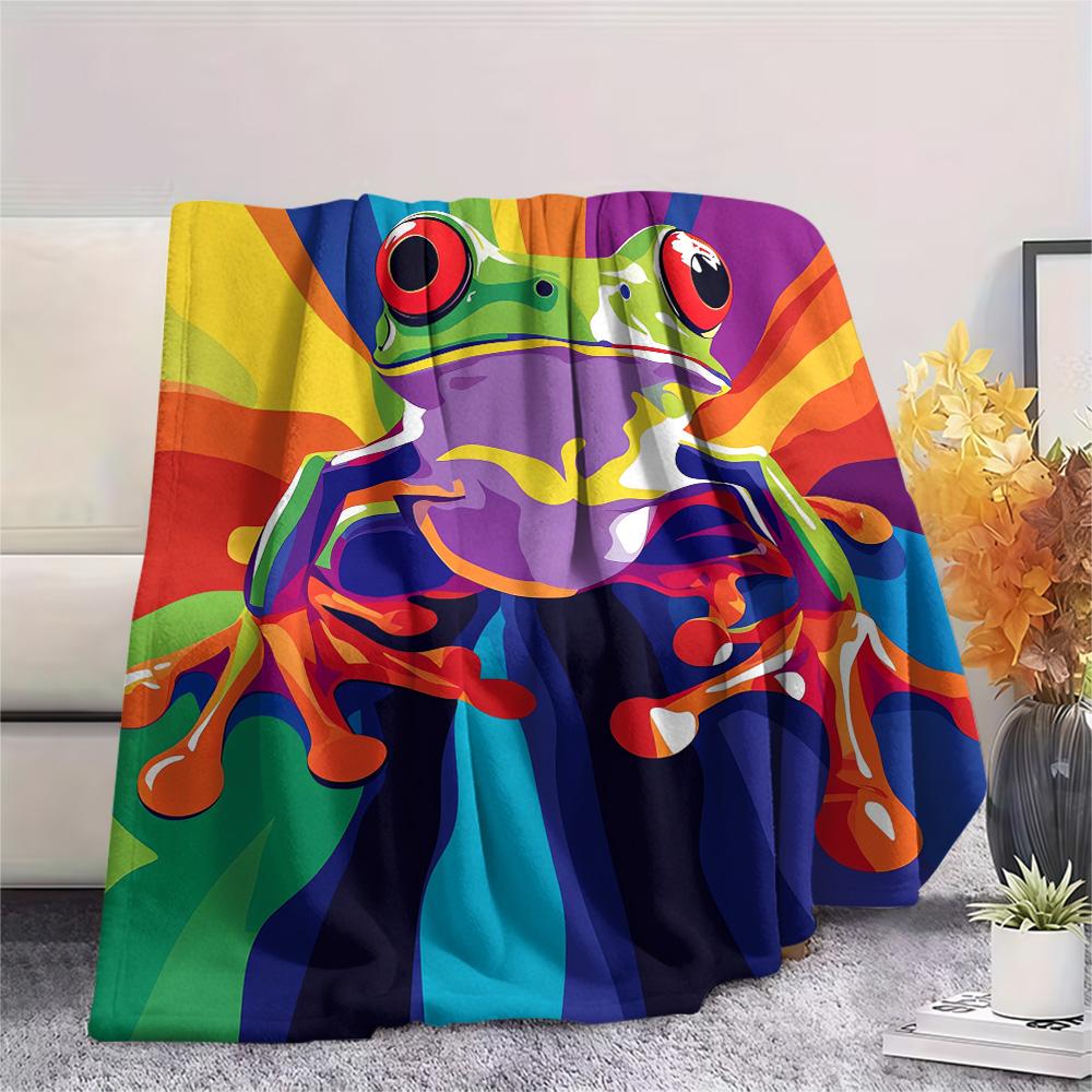 Tree Frog Print Flannel Blanket, High quality Comfortable for All Seasons, Home Decor, Warmth and Comfort, Perfect for Christmas Gifts
