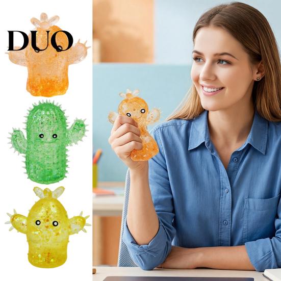 Cactus Stress Relief Toy Glitter Cartoon Squeeze Toy, Sensory Toys Ball Fidget for Home Office School Classroom