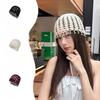 Ethnic Style Hollow Pearl Pendant Knitted Hat Handmade Hook Flower Head Hat Women's Elegant Thin Pullover Hat
