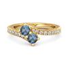 London Topaz Twin Stone Pave Bypass Ring - 925 Sterling Silver Gold Vermeil