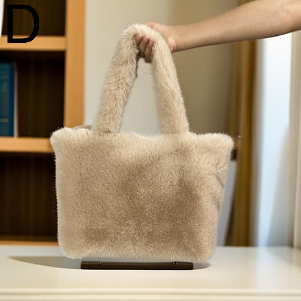 Winter Furry Tote Bag Soft Plush Shoulder Bag Large Capacity Handbag Casual Female Shopper Luxury Designer Women Travel Purse
