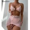 3 PCS New With Skirt Brazilian Bikini Women Swimwear Female Swimsuit Three-pieces Bikini Set Bather Bathing Suit Swim Lady