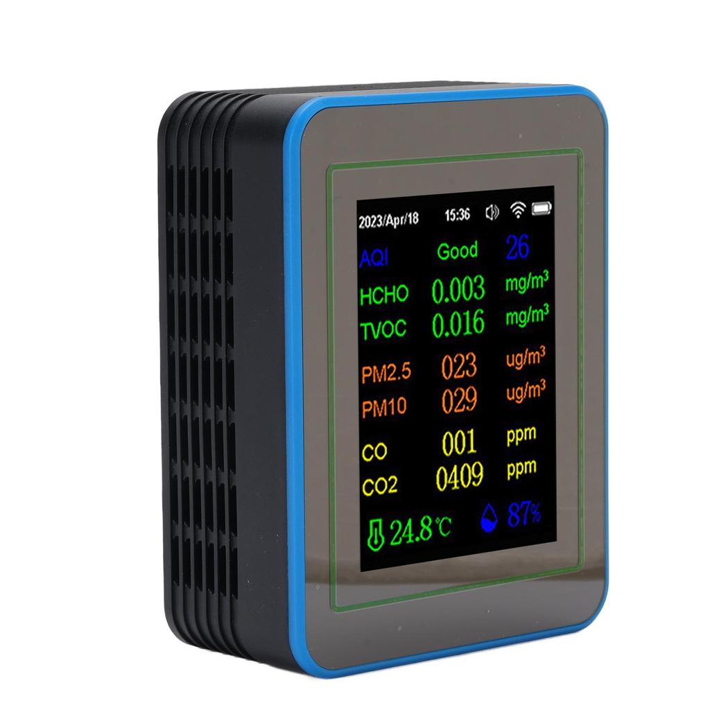 Качественный измеритель 12 в 1 WiFi CO2 TVOC HCHO Температура Влажность Умный детектор для помещений Работа от батареи с отображением времени