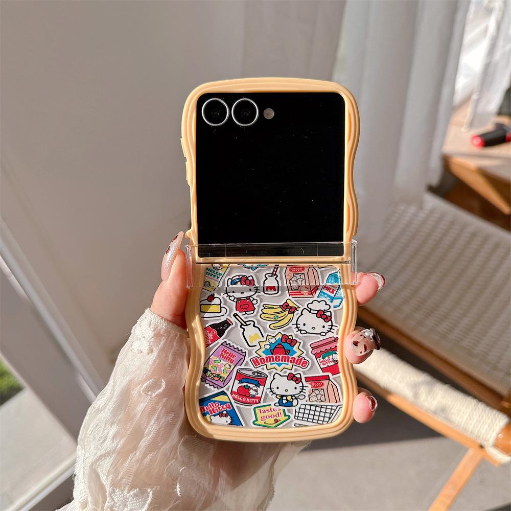 Мягкий защитный чехол из поликарбоната Hello Kitty с ремешком для серии Samsung Galaxy Z Flip