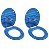 VidaXL Toilet Seats with Lid 2 Pcs MDF Blue Water Drops