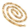 6mm Flat Byzantine Mens Chain Necklace Bracelet Set Gold Tone Stainless Steel Party Gift