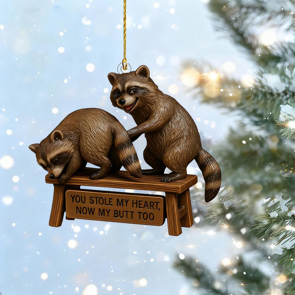 Hilarious Raccoon Christmas Ornament Acrylic Christmas Tree Decoration A Humorous Raccoon Gift For