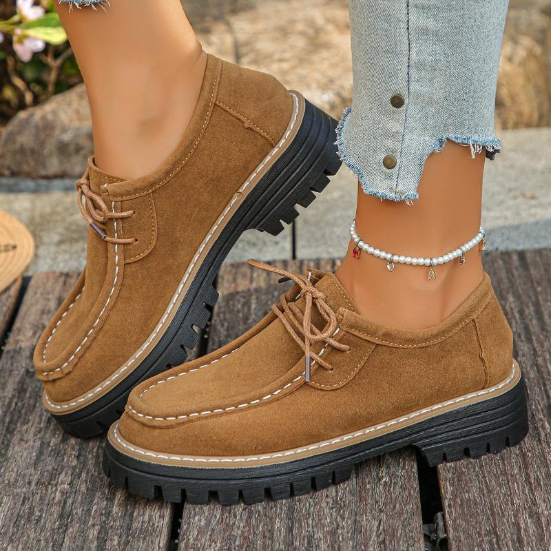 Женские Оксфорды на Толстом Каблуке Широкой Полноты - Дерби в Рабочем Стиле на Шнуровке для Осени, Ретро Британские Броги