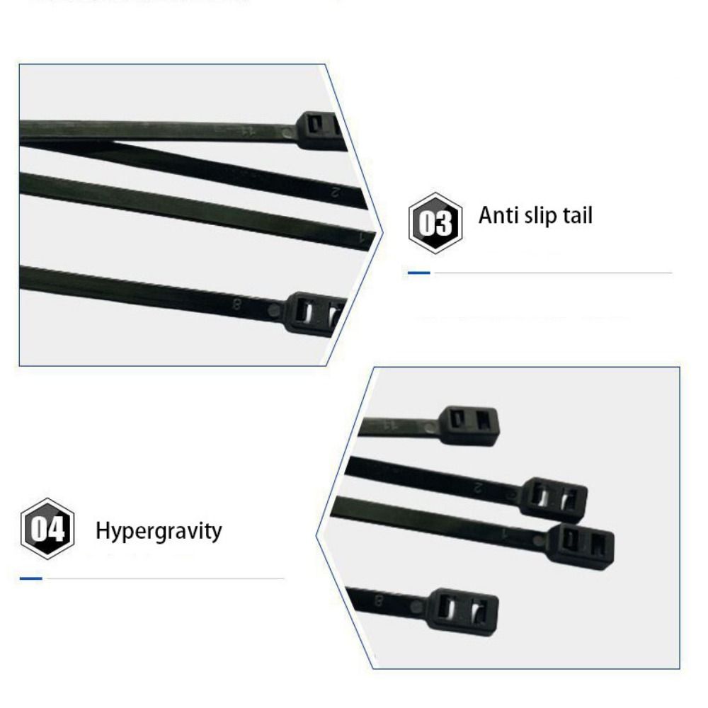 100Pcs CS Electrical Wire ties Zip Tie Double Flex Tie Band Cable Ties Fasten Loop