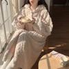 Новый милый женский плюшевый мягкий халат, пушистый длинный теплый флисовый халат, зимний женский милый флисовый халат, пижама, плюшевая толстая ночная рубашка