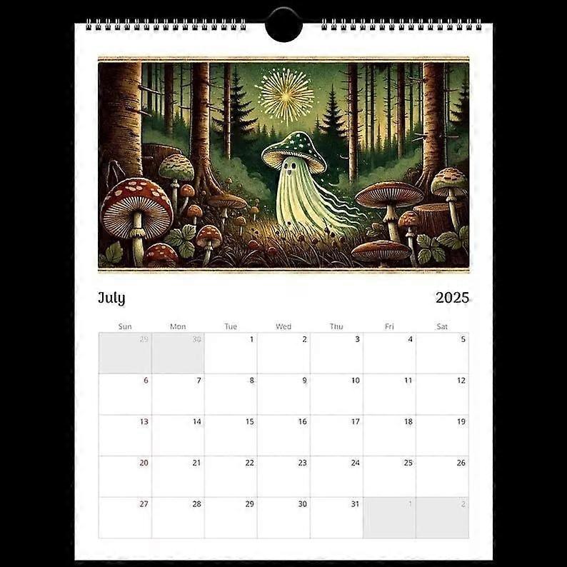 Mushroom Ghost 2025 Calendar, 8.5 * 11" Vintage Cottage Core Ghost Calendar