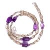 Natural Smoky Quartz Amethyst Gemstone Mix Smooth Beads Necklace 17" UB-4097 UB-4097