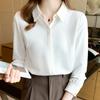 Long Sleeve Turn Down Collar Office Lady White Chiffon Shirt Women Tops  Shirts J360