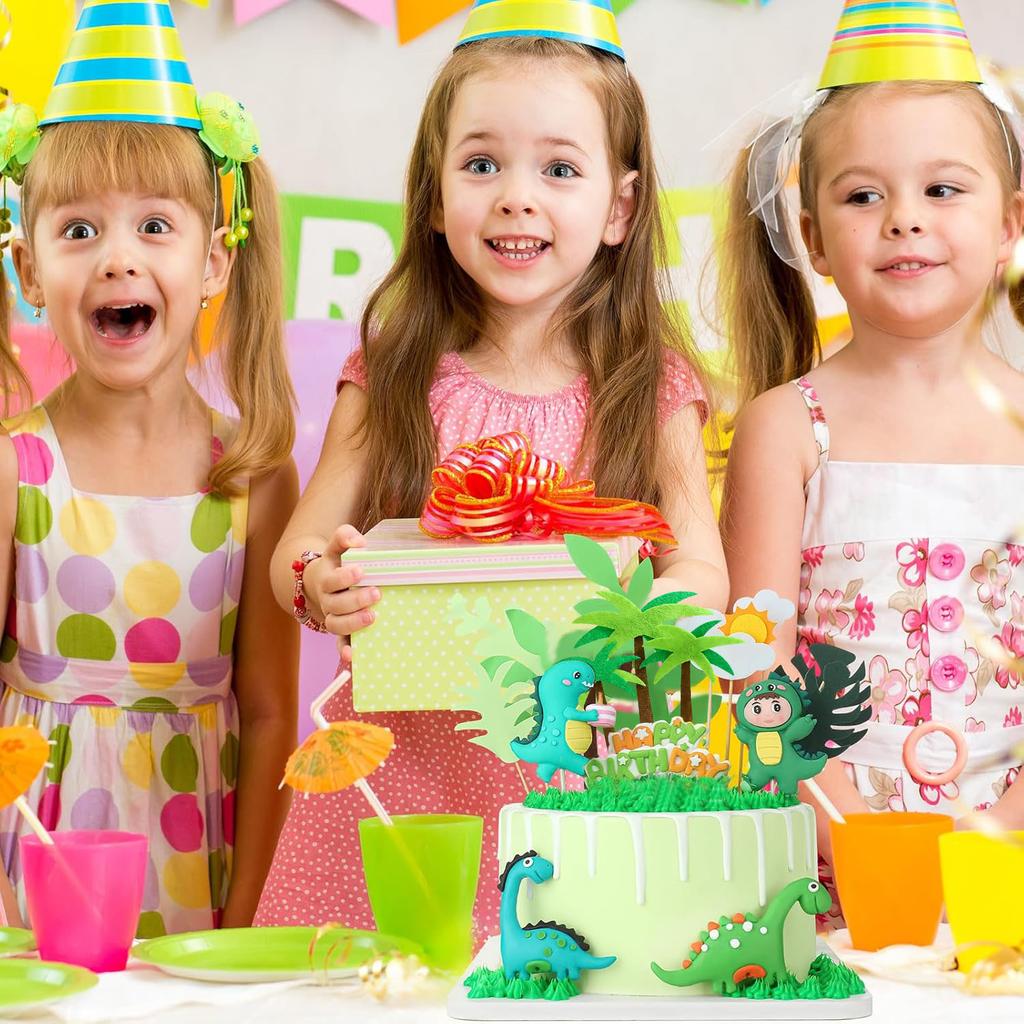 20 Pcs Dinosaur Cake Toppers, Dino Birthday Cake Decorations Jungle Safari Cupcake Toppers for Boy Baby Shower Party Cake Decor