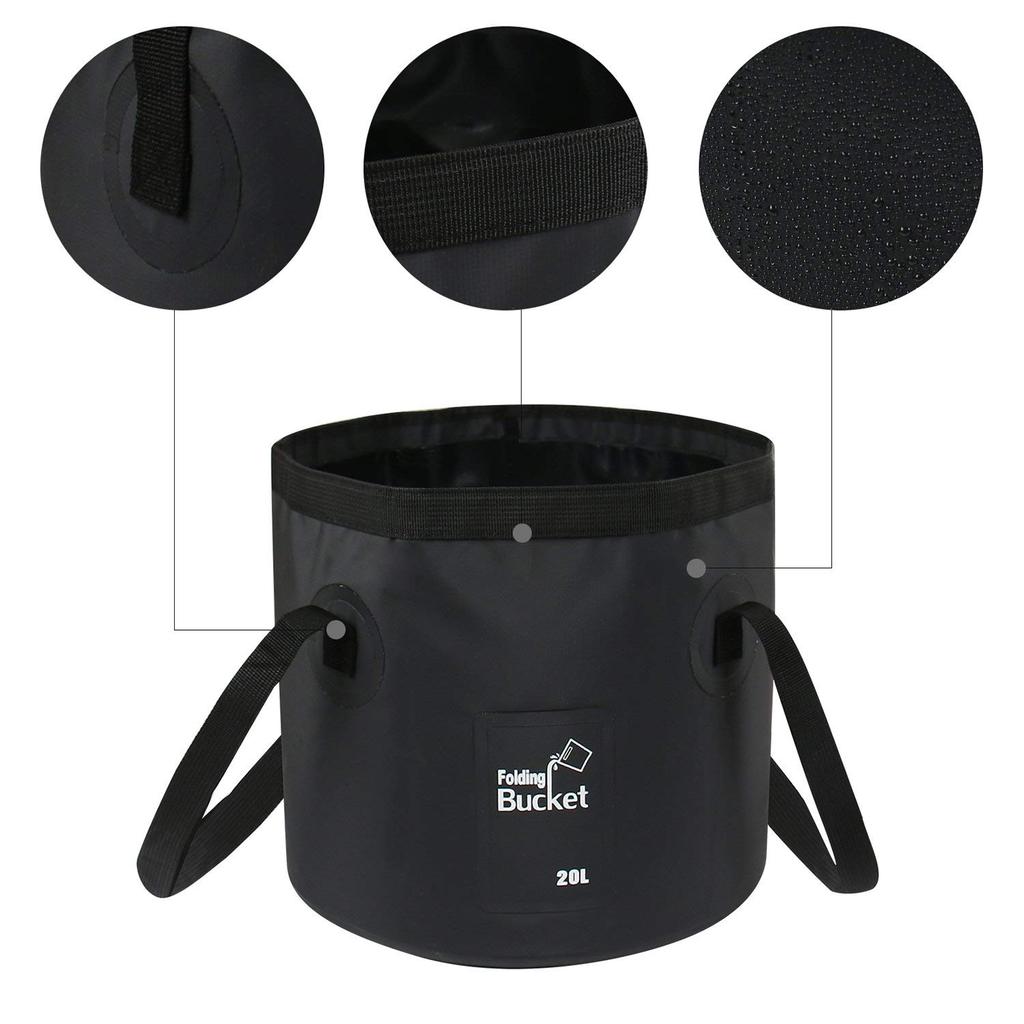 Foldable Bucket, Pranski Large Capacity 12L 20L Bucket for Fishing, Daily Supplies, Cleaning, Laundry, Travel, Outdoor, Car Wash Bucket,
