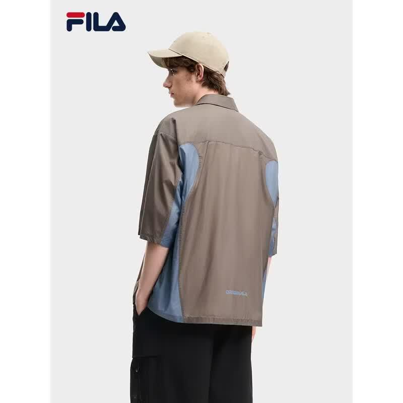 FILA Men's Jackson Yee Woven Color-Block Short Sleeve Shirt