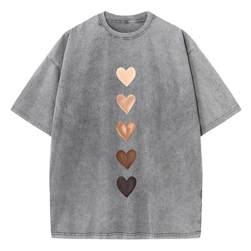 Mens Summer Love Graffiti Printed Washed Tshirt Round Neck Comfortable Streetwear