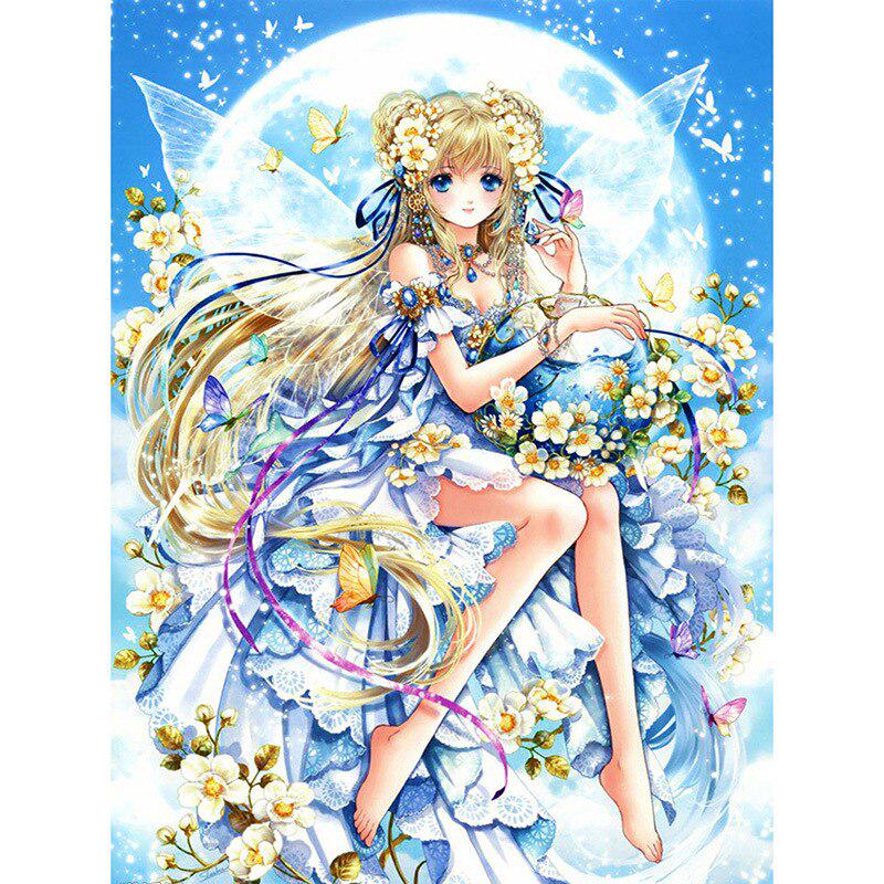 Diy Алмазная картина Вышивка крестом Полный дрель Круглая алмазная вышивка Мультфильм Фея Ручная работа Хобби