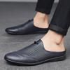 Модная летняя мужская обувь Повседневные полутапочки для мужчин Мокасины слипоны из кожи Полутапочки дышащие слипоны Ленивые балетки Новые мужские мокасины
