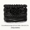 High Quality Punk Hip Hop Infinity Loop Handmade Woven Rope 4pcs Faux Leather Pendant Men's Bracelet Bracelet