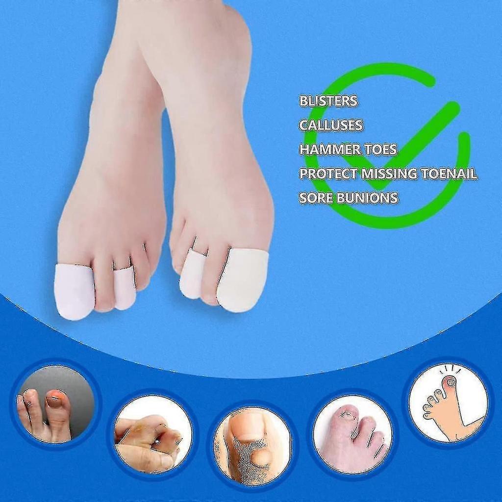 10 Pieces Toe Protector, Gel Toe Protectors To Provide Relief From Missing Or Ingrown Toenails, Corns, Blisters, Hammer Toes (6l/4s,white)