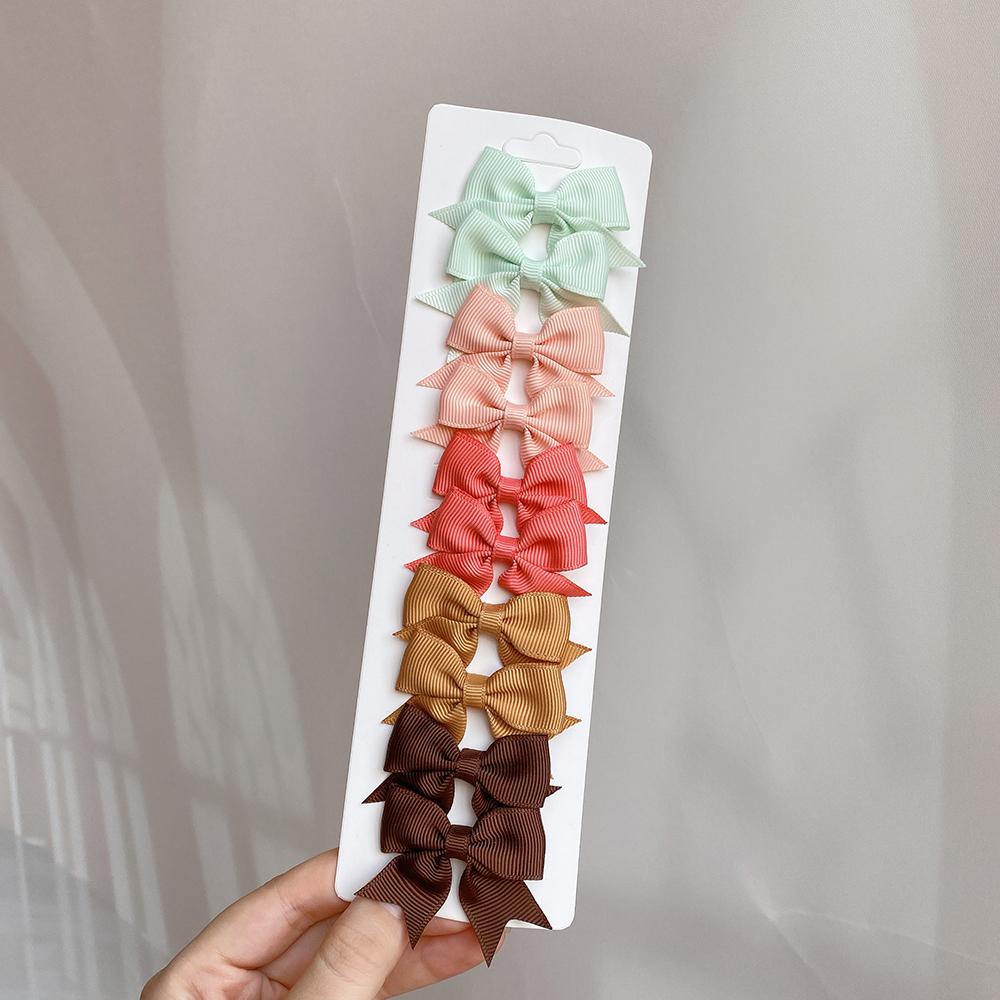 10 шт./набор однотонные детские банты заколки для волос для маленьких девочек ручной работы ленточные банты заколка-невидимка мини-заколки аксессуары для волос