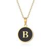 English letter oiled necklace, European and American trend titanium steel chain, round gold letter pendant collarbone chain