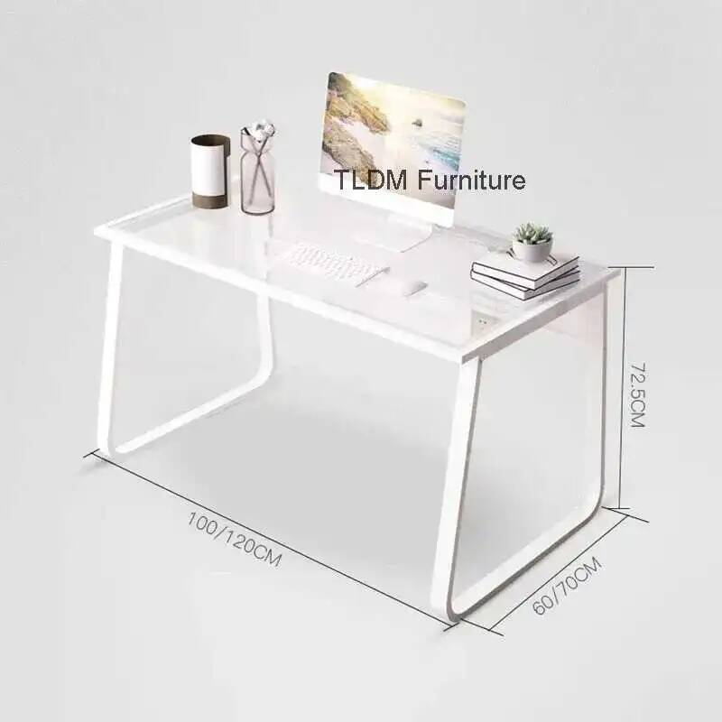 Tempered Italian Glass Computer Desks Nordic Home Furniture Student Gaming Table Bedroom Dressing Table Transparent Writing Desk