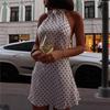 Элегантное мини-платье в горошек с открытыми плечами, без рукавов, с открытой спиной, с высокой талией, на бретельках, в стиле Y2K, летняя мода, для клуба, вечеринки, Vestidos