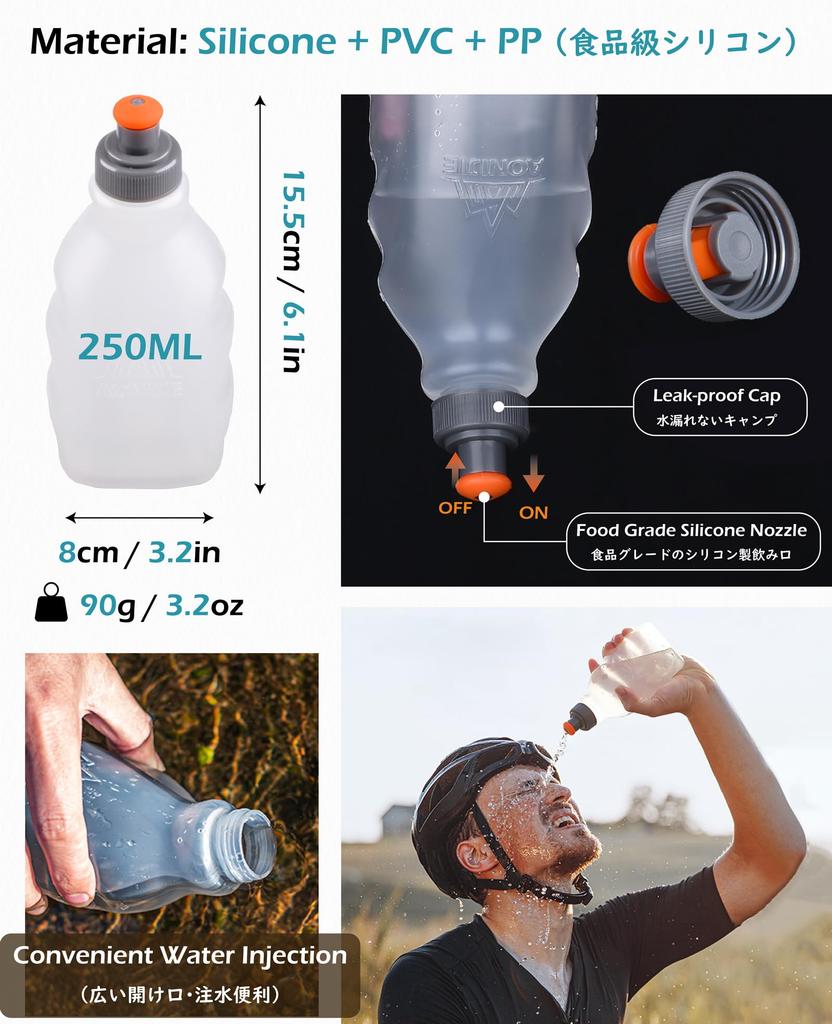 Светоотражающий жилет TRIWONDER, легкая защитная велосипедная сумка, сумка для велосипеда, бег, марафон, 2 бутылки для воды Ryuk (Серый - Включено)