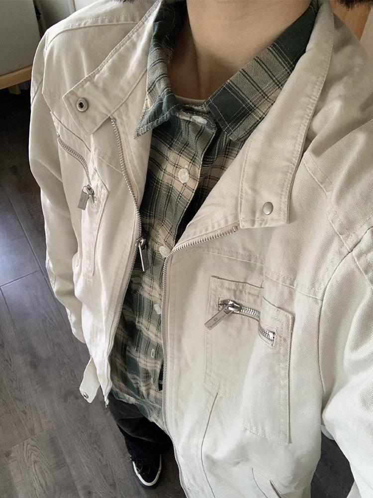 Унисекс washed canvas Harrington куртка с воротником-стойкой и множеством карманов