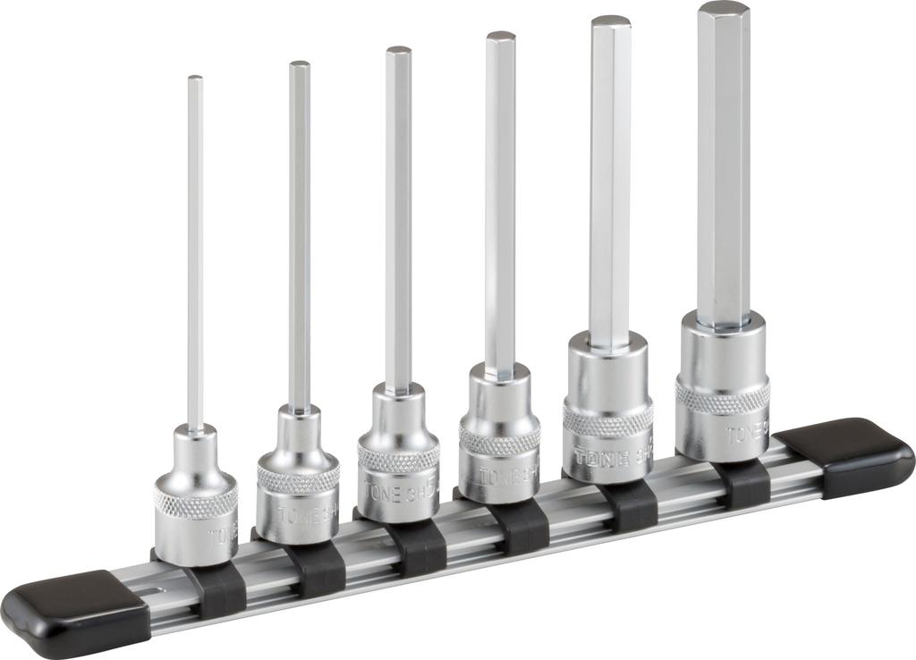 TONE Long Hexagon Socket Set HH306L Drive Angle Contents 6 Items (with Holder) 9.5mm (3/8")