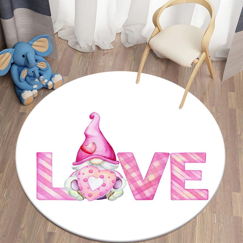 Круглый ковер с принтом Kawaii ко Дню святого Валентина, ковер для дома, гостиной, спальни, украшение для пола, противоскользящий коврик