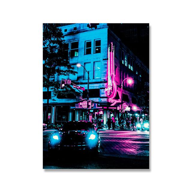 Холст Wall Art HD Ночной вид Уличные принты Плакаты Украшение дома Ночное дерево Симпатичная картина Спальня Модульная рамка для фотографий