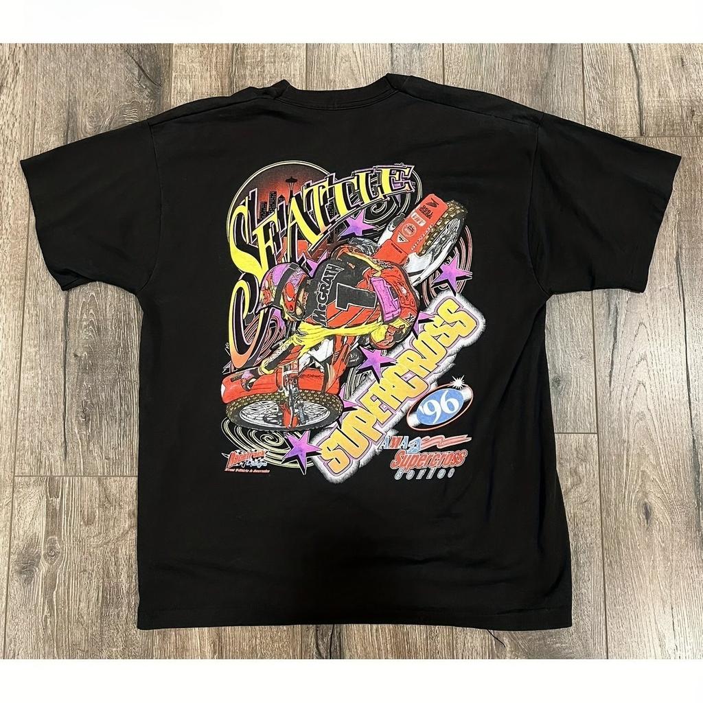 Vintage 1996 AMA Supercross Series Seattle Jeremy Mcgrath Shirt Motocross Four Seasons Can Wear 220g Heavy of Fashion Shirts